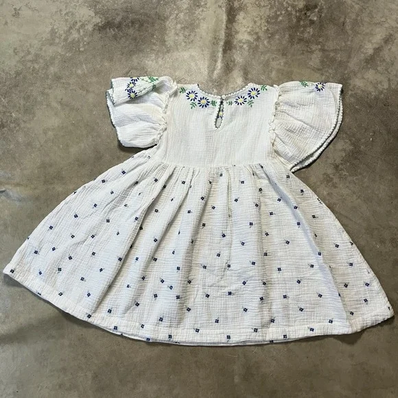 Stella McCartney Kids Girls Dress Sz 8 White Tiny Flowers Embroidery Gauze Stella McCartney Kids Girls Dress Sz 8 White Tiny Flowers Embroidery Gauze
